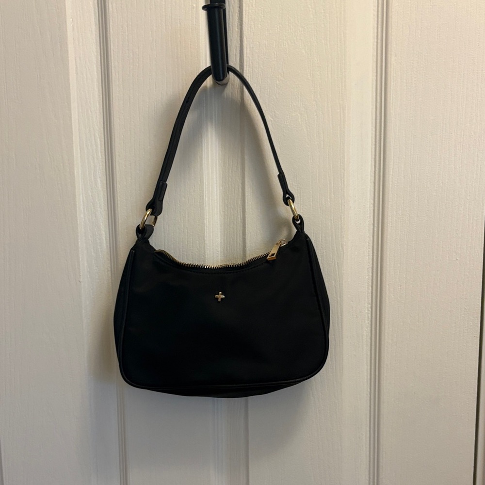 Peta + Jain Black Shoulder Bag with Gold Accents